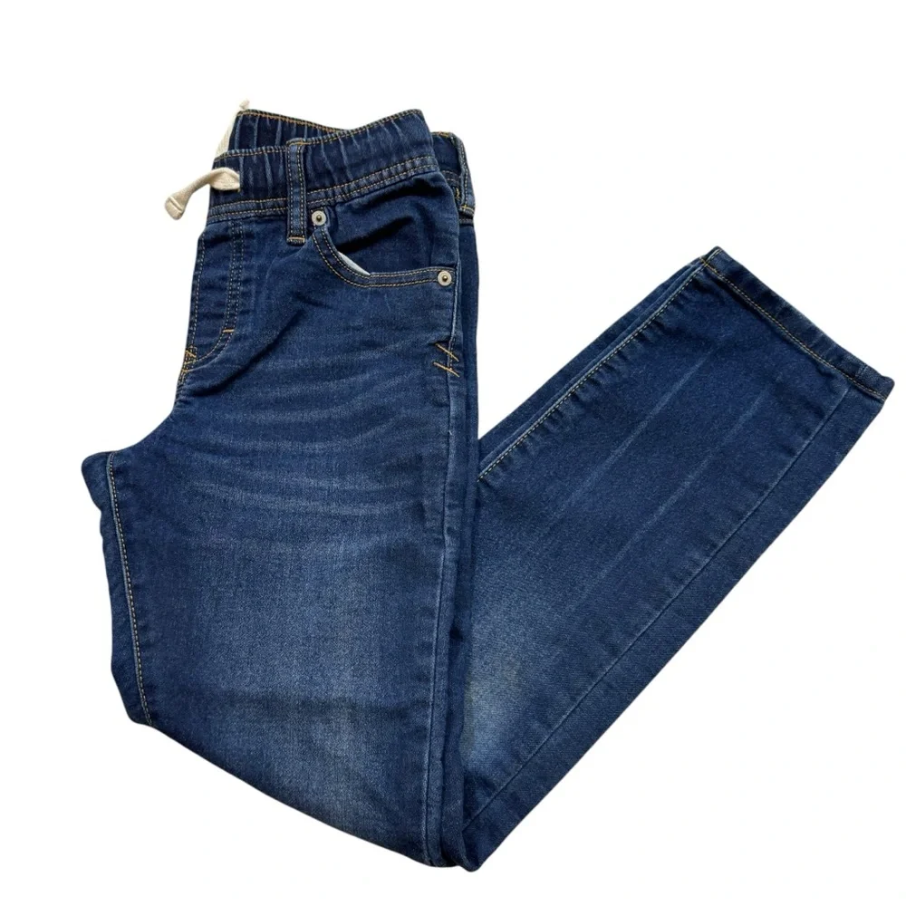Boys Gap Kids Elastic Waistband Dark‎ Wash Straight Leg Jeans Size Large 9-10